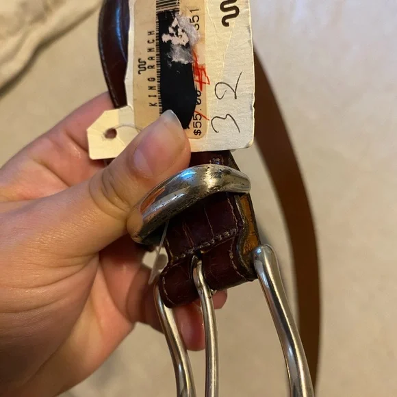 King Ranch Brown Leather Belt with Silver Buckle - Picture 7 of 7